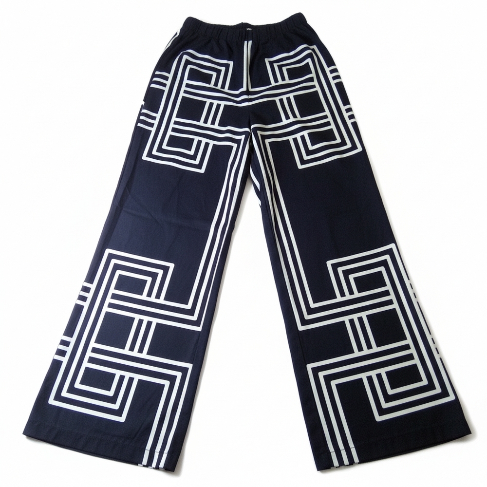 Navy Geometric Women's Pants Size Small - Picture 4 of 6